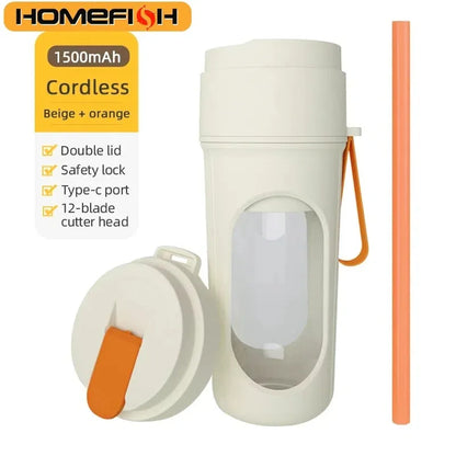 Electric portable blender, 12-blade 400ML juicer, fruit blender, USB rechargeable smoothie juicer, milkshake juicer