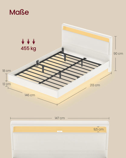 VASAGLE Upholstery bed bed frame double bed frame (floating visual effect