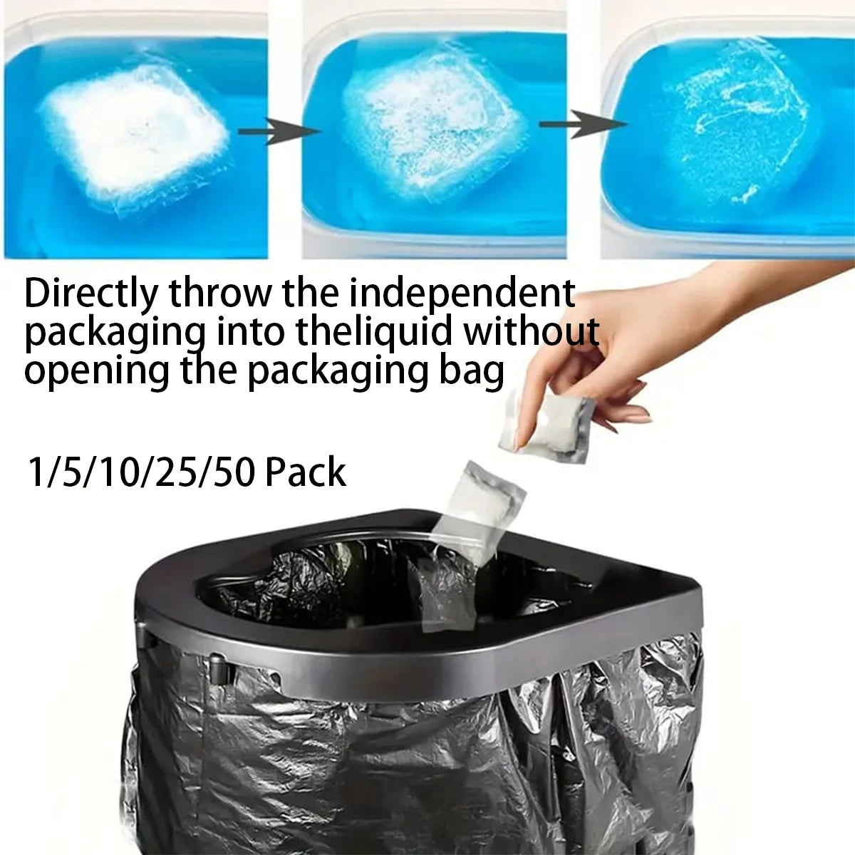 No need to unpack-[Portable | Stool Absorbent] 1/5/10/25/50 pakc Outdoor portable toilet, bagged camping toilet paper, outdoor c