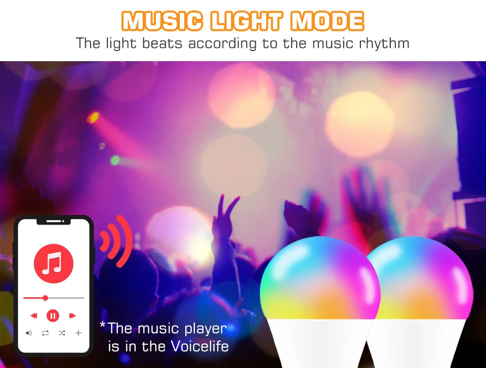 LED Smart Light Bulb, Color Changing Alexa Light, RGB Smart Lamp That Work With Alexa, E27 B22 Base,16 Million Colors,Dimmable