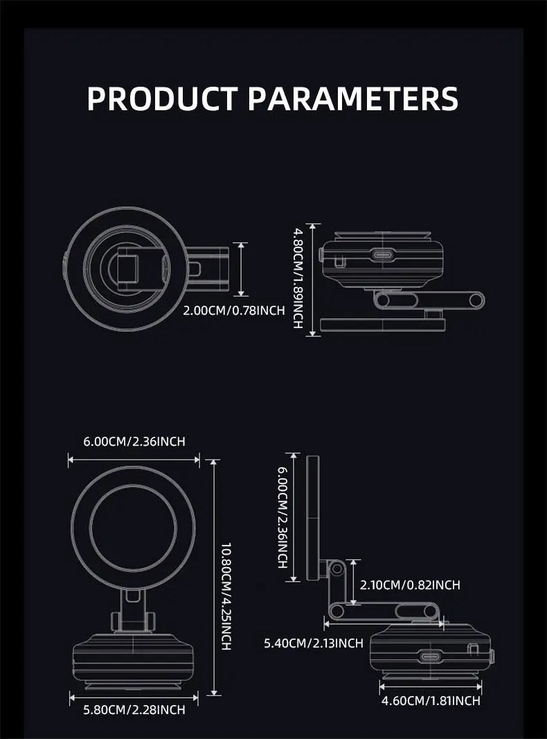 Magnetic Car Mobile Phone Holder Mount Foldable 360 Degree Rotating Vacuum Adsorption Smartphone Holder Multifunction