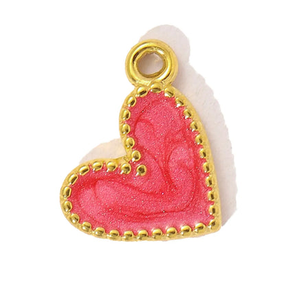 3pcs/Lot Sweet Gradient Enamel Rose Stainless Steel Diy Charm Women Rainbow Flower Waterdrop Necklace Pendant Love Heart Jewelry