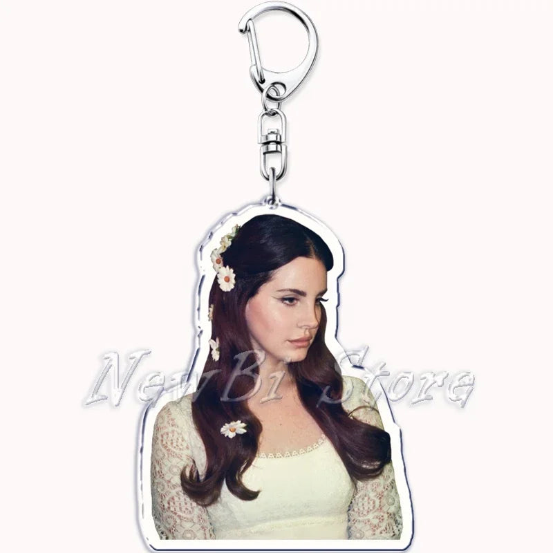 Hot Singer Lana Del Rey Keychain for Accessories Bag Pendant Born To Die Ultraviolence Key Chain Ring Keyring Jewelry Fans Gifts