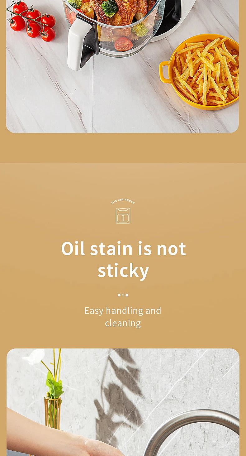 Smart Electric Air Fryer Large Capacity Convection Oven Deep Fryer Without Oil Kitchen 360°Baking Viewable Window Home Applianc