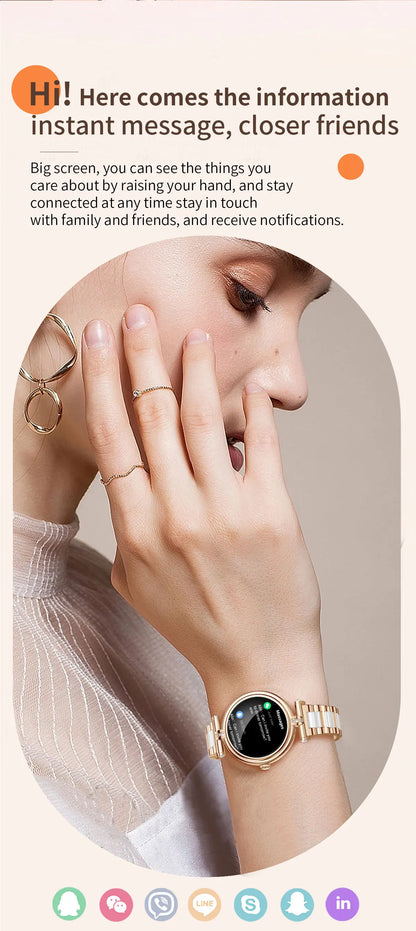 Ladies Smart Watch AK62 Women Bluetooth Call Custom Dial Steel Wristwatch Smartband Fitness Sports Tracker Smartwatches