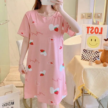 Maternity Clothings Nursing Dresses Breastfeeding Sleepwear Pattern Printing Cheerful and Lively Girl Feeling for Pregnant Women