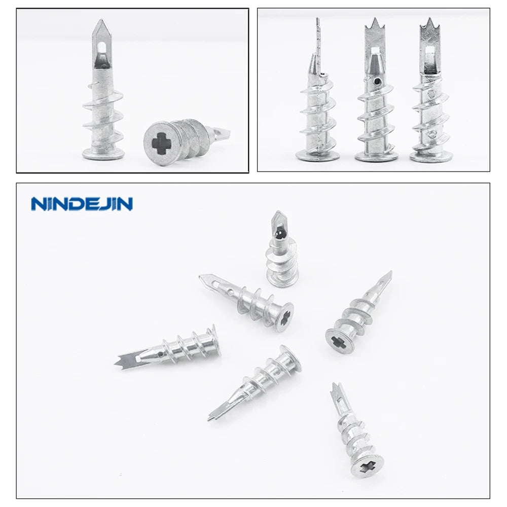 NINDEJIN 10/20/25pcs Zinc Alloy Steel Self-drilling Anchor 13*41mm Plasterboard Drywall Anchor Hollow Wall Anchor