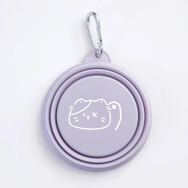 350/650ml Collapsible Pet Travel Bowl Leakproof Silicone Dog & Cat Food Water Dish Portable Outdoor Feeder with Carabiner Clip