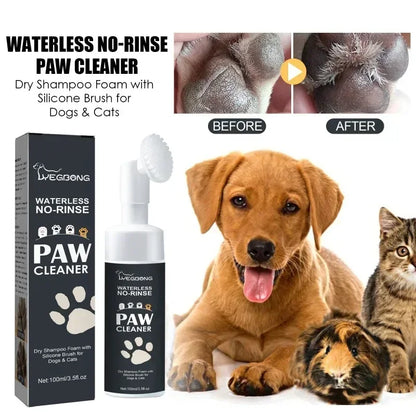 Dog Paw Washing Foam Pet Foot Cleaning Foam Rinse-free Paw Cleaner No Washing Claw Care Supplies For Cat With Silicone Brush