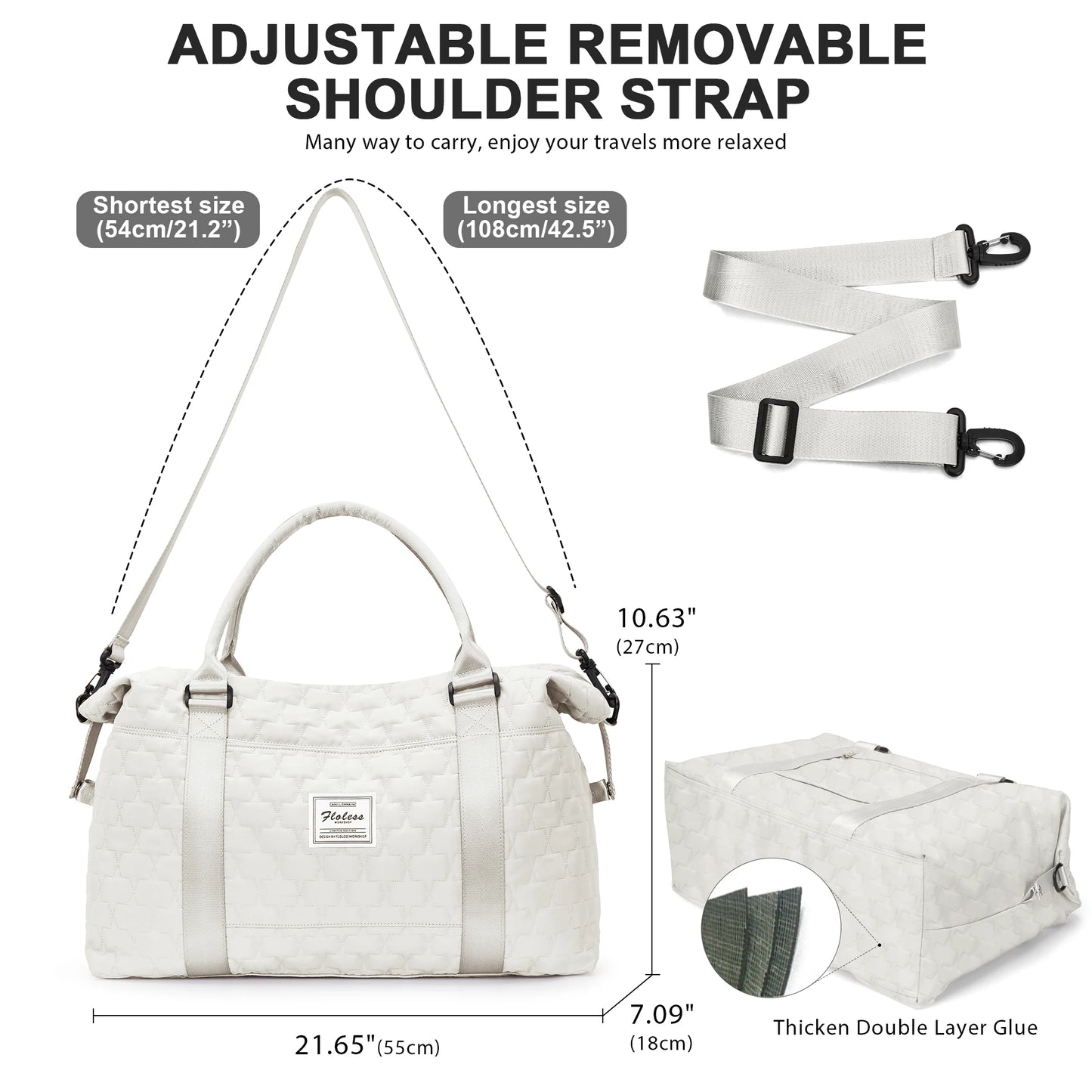 Large Duffle Tote Bag Weekender Carry on Overnight Bags for Women Travel With Trolley Sleeve Wet Pocket, Sports Tote Gym Bag