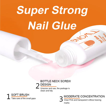 Super Strong Nail Glue For Press On False Nail Tips, Acrylic Fake Nails,Long-lasting Adhesion, Rhinestone Glue With Fast Drying