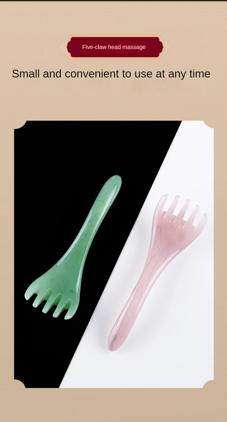 Head Massager Scalp Gua Sha for Body Neck Leg Massage Five-claw Head Scraping Stick Massage Scraping Claw Massage Visage Relax