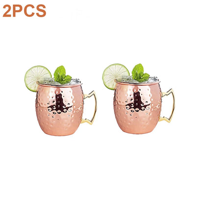 1-3pcs 550ml Hammered Copper Plated Moscow Mule Mug Beer Cup Coffee Cup Mug Copper Plated Canecas Mug Travel Mug Champagne Party