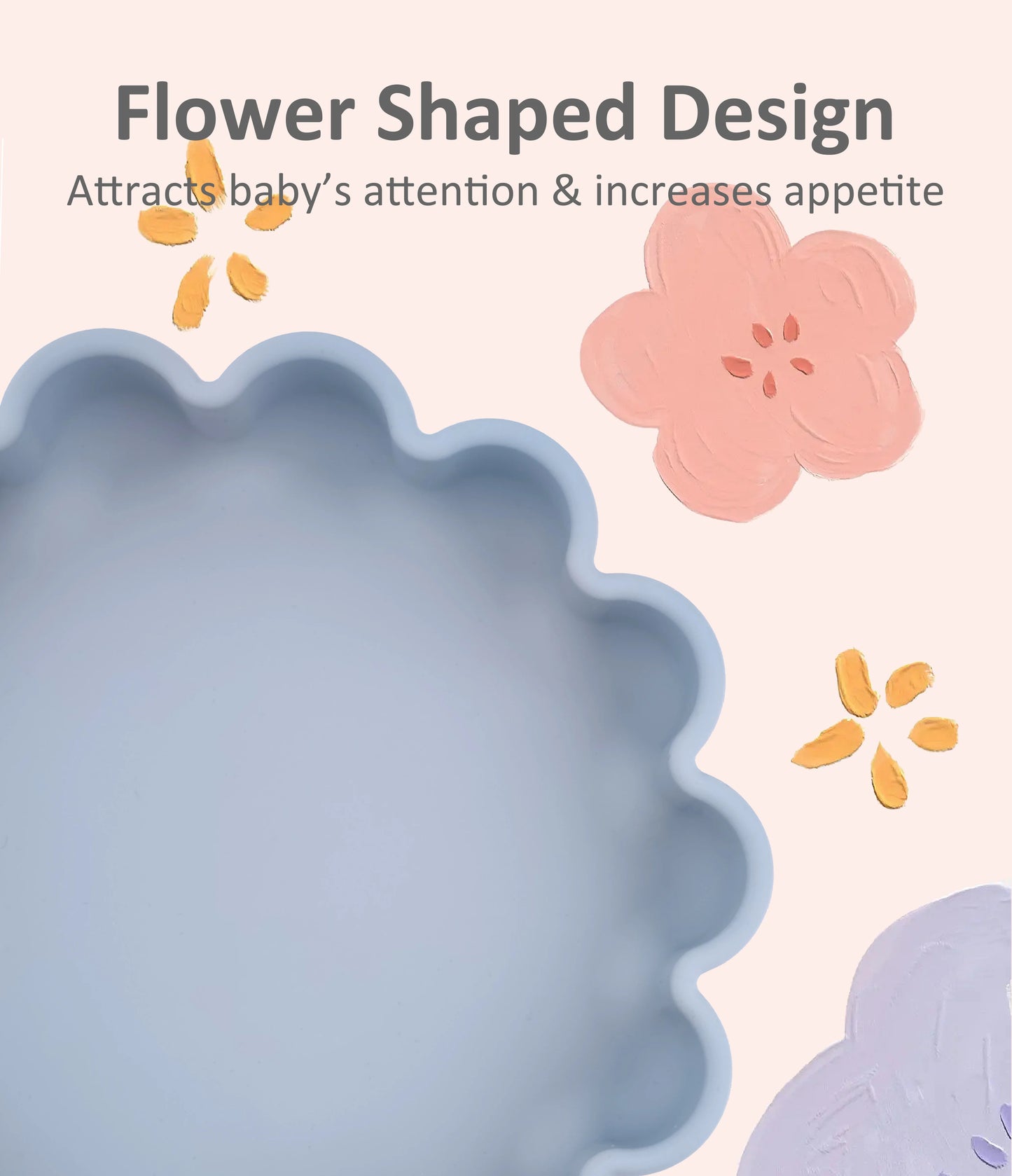 Flower Design Baby Dinning Plate Silicone Suction Plate Silicone Feeding Dish For Baby