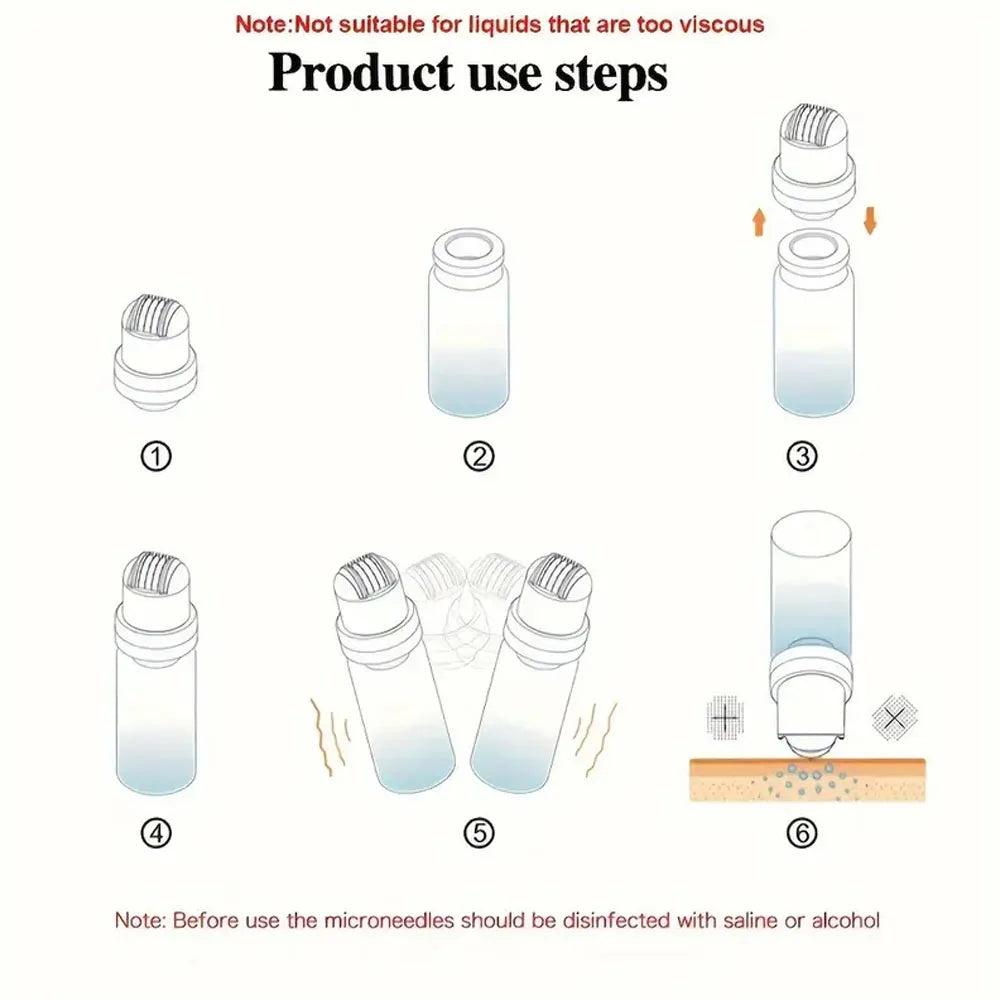 Hydra titanium needle Roller 64 Pins Micro tips Derma needles skin care Anti aging whitening bottle roller serum reusable