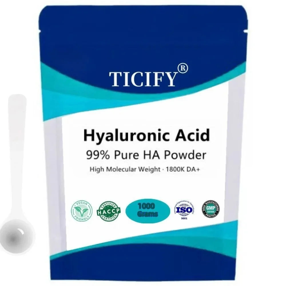 99% Hyaluronic Acid Serum Powder HA,High Molecular Weight Sodium Hyaluronate 1800k DA+, Moisturizing Whitening Skin,Anti-aging