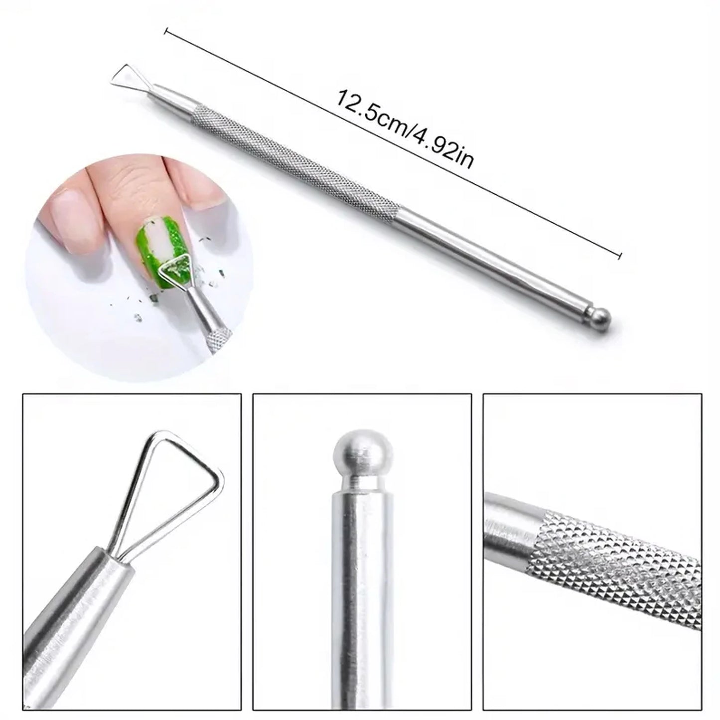 Stainless Steel Nail Cuticle Scissors Set With Dead Skin Pusher,Manicure Pedicure Tool, UV Polish Gel Remover Tool For Nail Care