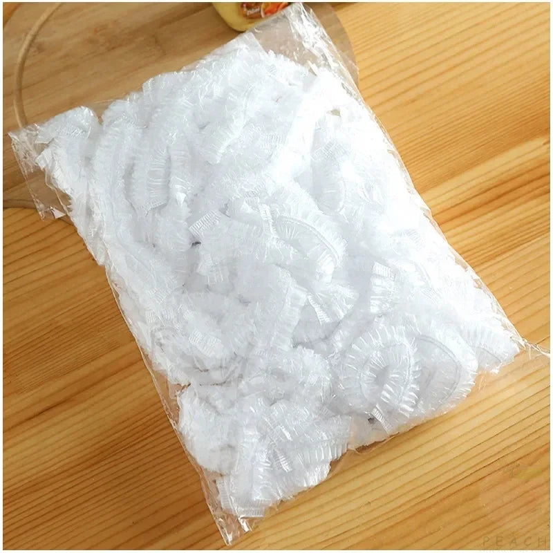 100pcs Disposable Fresh-keeping Cover, Plastic Food Storage Covers, Reusable Bowl Covers Stretch Lids, Elastic Cover Bag