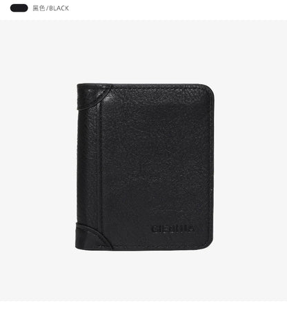 Men's Wallets RFID Blocking Genuine Leather Trifold Business Short Purse Wallet for Men with ID Window and Credit Card Holder