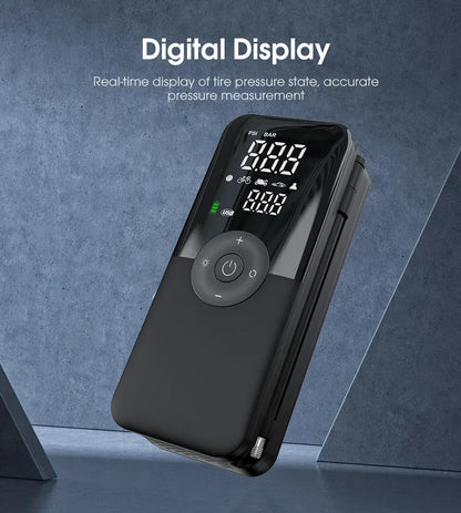 12V Air Pump for Car and Motorcycle - Portable Tyre Inflator Electric Pump Air Compressor for Cars, Motorcycles, and Bicycles