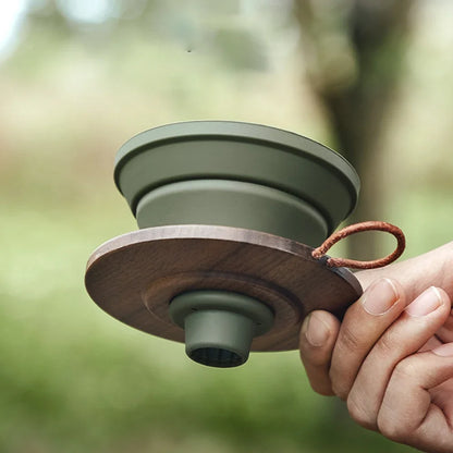 1-2 People Hand Brewing Coffee Coffee Filter Cup Outdoor Hand Brewing Filter Cup Set Silicone Foldable Filter Cup with Base