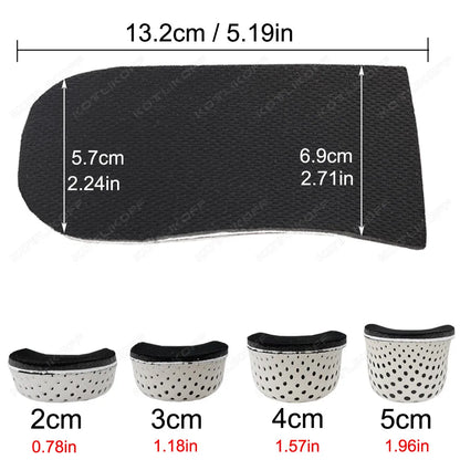 Height Increase Half Shoe Insoles Heel Insert Sport Cushion EVA Memory Foam Heel Lifting 2/3/4/5CM Taller Invisible Heighten Pad