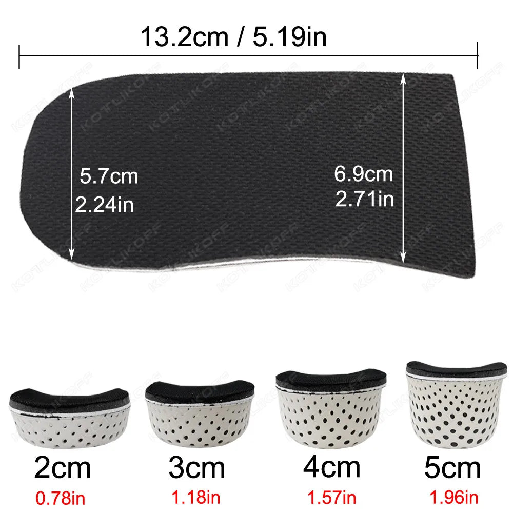 Height Increase Half Shoe Insoles Heel Insert Sport Cushion EVA Memory Foam Heel Lifting 2/3/4/5CM Taller Invisible Heighten Pad