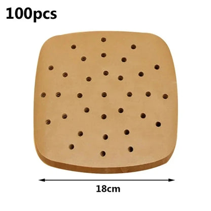 100pcs Air Fryer Liners Non-Stick Air Fryer Mat Disposable Oil Paper Parchment Paper Disposable Liner Home Kitchen Consumables