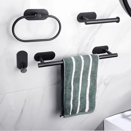 Adhesive Bathroom Hardware Accessories Towel Rack Toilet Paper Dispenser Holder Wall Coat Hooks Towel Rail Ring Roll Hanger Set