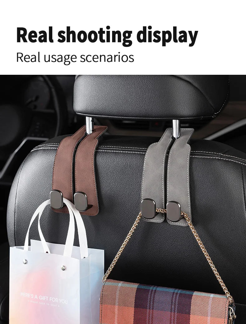 Car Seat Back Hook Suede Double-Headed Rear Storage Storage Small Hook Car Interior Decoration Supplies