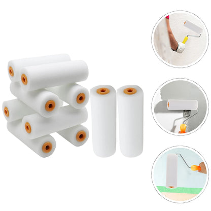 10 pcs 10.5cm Paint Rollers Covers Replacement Paint Rollers Frame Foam Paint Roller Sleeves Painting Brushes Handle
