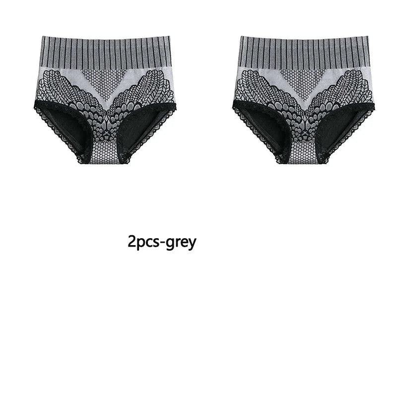 2PCS High Waist Hip Hugger Tummy Tucking Panties Seamless Plus Size Shapewear Panties Graphene Underwear Triangle Palazzo Pants