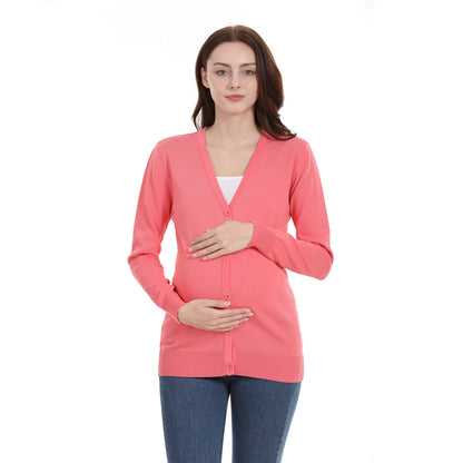 Maternity Cardigan Long Sleeve Spring Autumn Stretch Breastfeeding Clothes for Postpartum Women Nursing Coat Tops