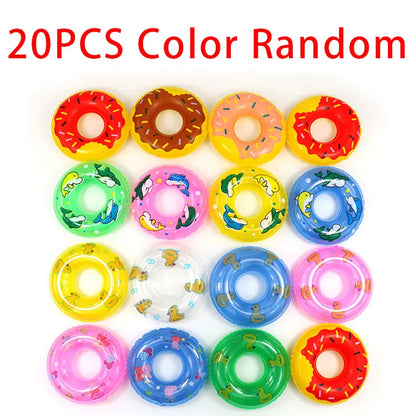 20PCS inflatable mini swimming rings water games swimming ring toys neighborhood mini children's swimming rings donuts