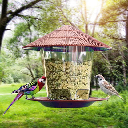 Bird Feeder Automatic Hanging Outdoor Garden Gazebo Wild Bird Feeding Container With Hang Rope House Decor Pet Supplies