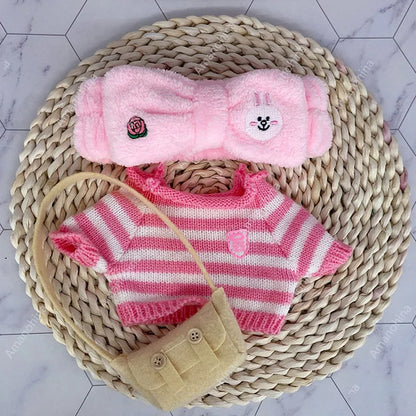 1set Clothes Suit Exquisite Soft Knitted Sweater DIY Accessories For 30cm Kawaii Yellow Duck Lalafanfan Plush Toys Stuffed Dolls