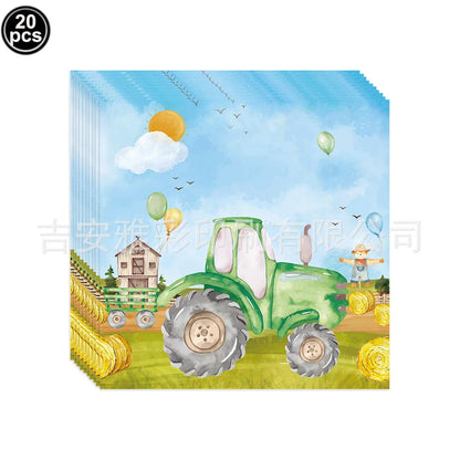 Tractor Party Paper Plates Cups Napkins Banner Tractor Birthday Party Supplies Tractor Themed Party Decor for Party Farm Party
