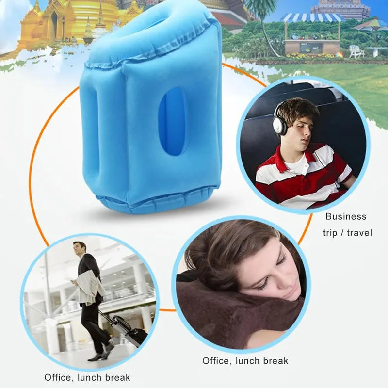 Inflatable Travel Pillow Multifunctional Neck and Head Support for Airplanes Trains Buses Office Naps Lunch Rest Sleeping