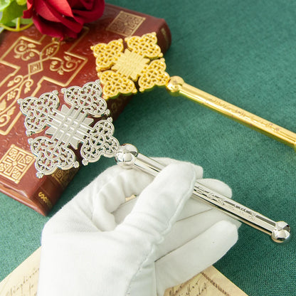 HT Orthodox Church Product Supplier Jesus Crucifix Small Handheld Gold Plated Cross Church Home Ritual Accessory