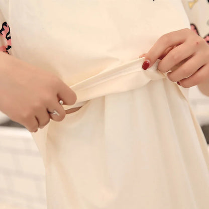 Maternity Clothings Nursing Dresses Breastfeeding Sleepwear Pattern Printing Cheerful and Lively Girl Feeling for Pregnant Women
