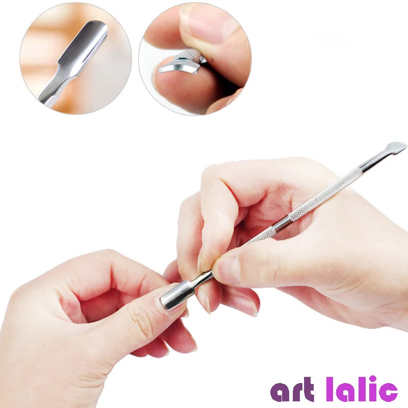 4pcs/Lot Stainless Steel Cuticle Remover Double Sided Finger Dead Skin Push Nail Cuticle Pusher Manicure Nail Care Tool