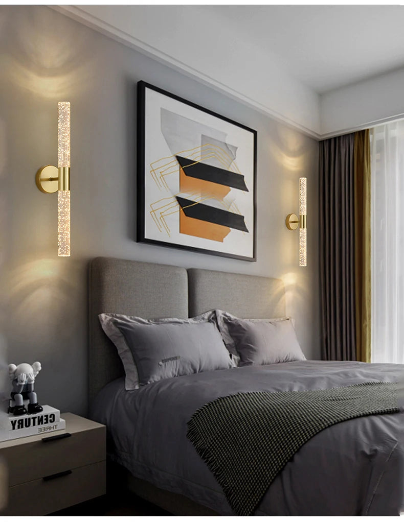 LED Light Modern Wall Light Bedroom Bedside Living Room Wall Lamp Crystal Rod Nordic Aisle Corridor Interior Lighting Fixture