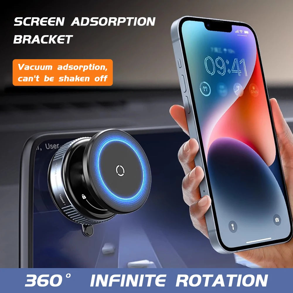 Car Phone Holder Magnetic Mount 360° Rotating Vacuum Adsorption Strong Magnet For iPhone 12 13 14 15 Pro Max