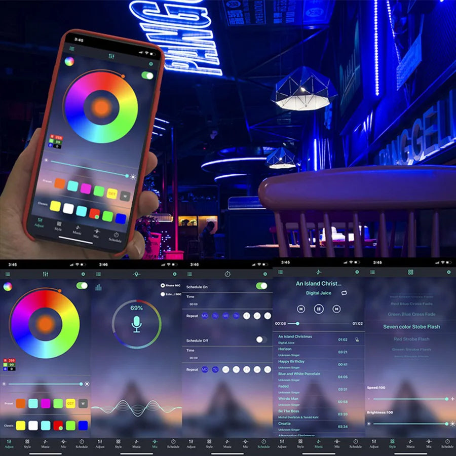 LED Strip Light 2835 5050 USB Bluetooth Flexible Lamp Tape 3key Sound Sensor RGB Ribbon 1M 2M 3M 4M DC5V Decoration TV BackLight