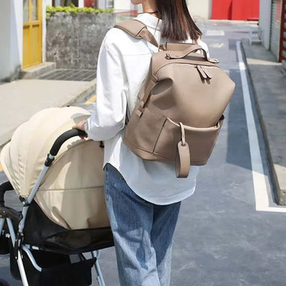 New Fashion Mommy Bag Pu Leather Diaper Backpack Bag with Changing Pad Baby Organizer Baby Nappy Bag Mummy Daddy Backpack