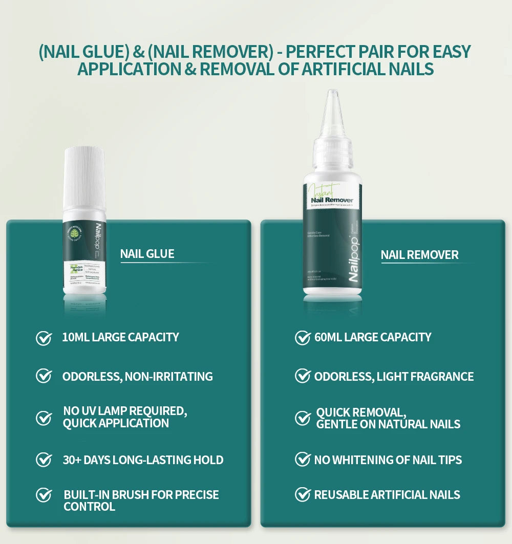 Nailpop Press On Nail Glue Super Strong Long Lasting Fast Drying No UV Lamp Needed Hypoallergenic Gentle Adhesive for Fake Nails