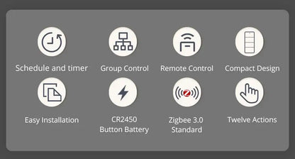 Zemismart 4-Gang Zigbee Wireless Scene Switch,Battery Powered, Compatible with Tuya Home Assistant Homey Hubitat (Hub Required）