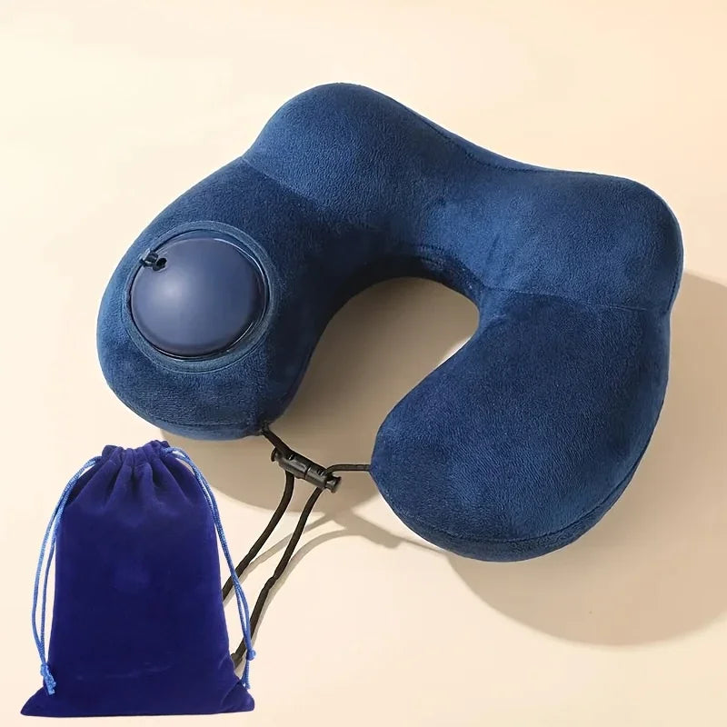 U-shaped Inflatable Travel Pillows Portable Air Pillow Neck Support Cushion Comfortable Sleeping Pillow Press To Inflate Pillow