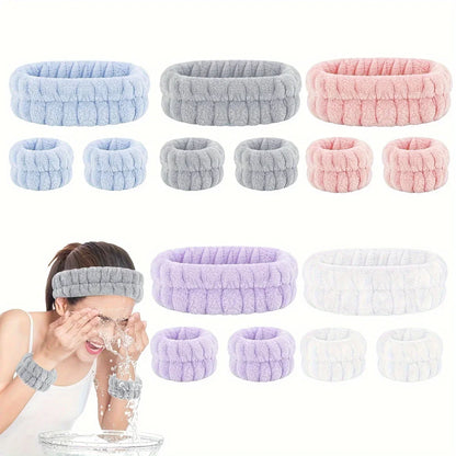 Headband Wrist Washband Scrunchies Cuffs For Washing Face, Towel Wristbands Hair Headband Face Wash Wristband For Women Girls Ma