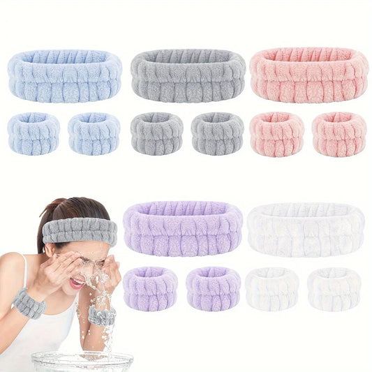 Headband Wrist Washband Scrunchies Cuffs For Washing Face, Towel Wristbands Hair Headband Face Wash Wristband For Women Girls Ma